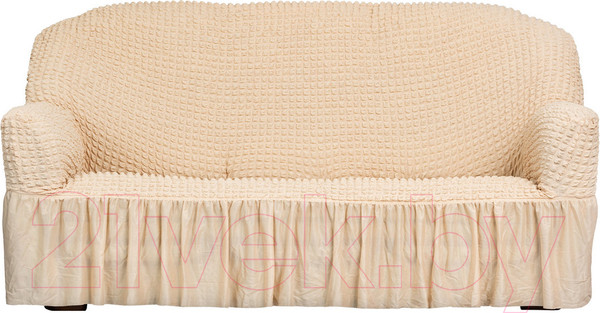 Изображение товара Чехол на 3-х местный диван Софатэкс Люкс ПО-1 с оборкой (ваниль)