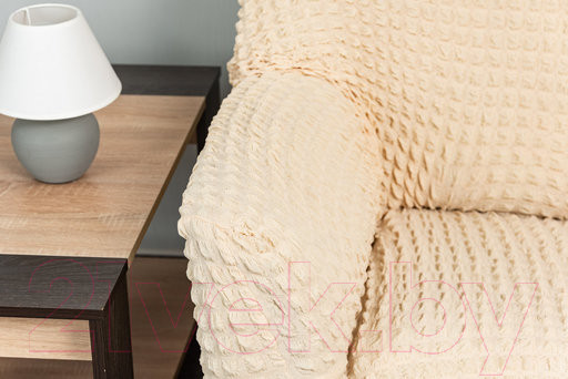 Изображение товара Чехол на 3-х местный диван Софатэкс Люкс ПО-1 с оборкой (ваниль)