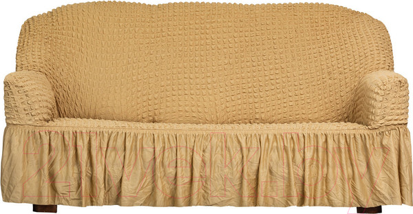 Изображение товара Чехол на 3-х местный диван Софатэкс Люкс ПО-1 с оборкой / 00857 (песок)