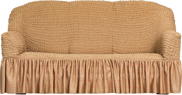 Изображение товара Чехол на 3-х местный диван Софатэкс Люкс ПО-1 с оборкой (кофе с молоком)