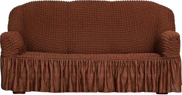 Изображение товара Чехол на 3-х местный диван Софатэкс Люкс ПО-1 с оборкой / 00853 (шоколад)