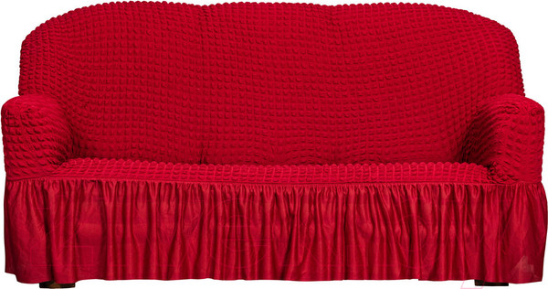 Изображение товара Чехол на 3-х местный диван Софатэкс Люкс ПО-1 с оборкой / 00852 (бордовый)