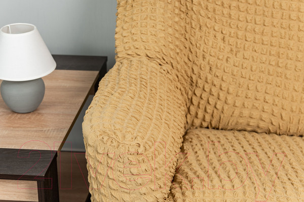 Изображение товара Чехол на 3-х местный диван Софатэкс Стандарт ПО-1 с оборкой / 01227 (песок)