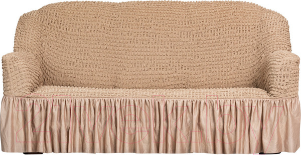 Изображение товара Чехол на 3-х местный диван Софатэкс Стандарт ПО-1 с оборкой / 01133 (капучино)