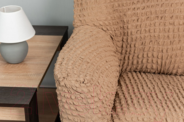 Изображение товара Чехол на 3-х местный диван Софатэкс Стандарт ПО-1 с оборкой / 01133 (капучино)