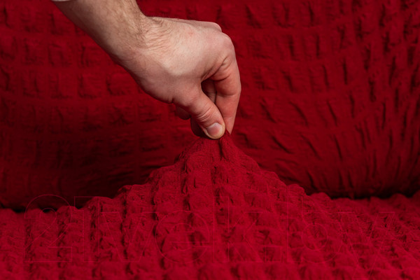 Изображение товара Чехол на 3-х местный диван Софатэкс Стандарт ПО-1 с оборкой / 00851 (бордовый)