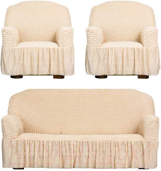 Изображение товара Комплект чехлов Софатэкс Стандарт КПО 4 с оборкой (ваниль)