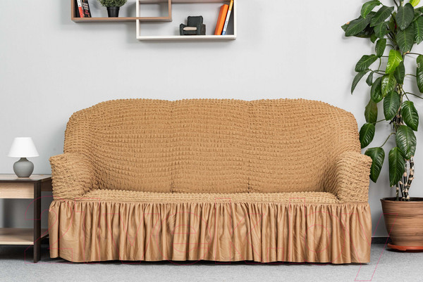 Изображение товара Комплект чехлов Софатэкс Стандарт КПО 4 с оборкой (кофе с молоком)