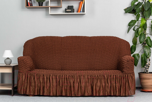 Изображение товара Комплект чехлов Софатэкс Стандарт КПО 4 с оборкой / 00827 (шоколад)