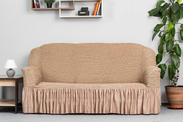 Изображение товара Комплект чехлов Софатэкс Стандарт КПО 4 с оборкой / 00828 (капучино)