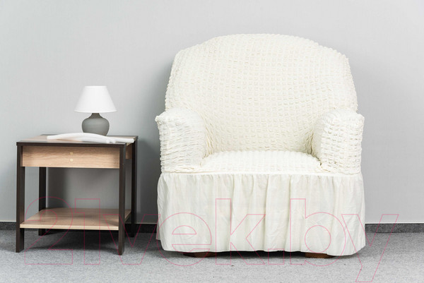 Изображение товара Комплект чехлов Софатэкс Стандарт КПО 4 с оборкой / 01666 (молочный)