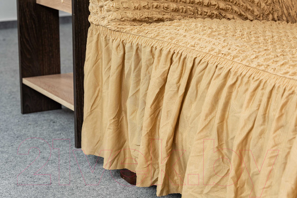 Изображение товара Чехол на угловой диван Софатэкс Люкс ПО-2 с оборкой / 00863 (песок)