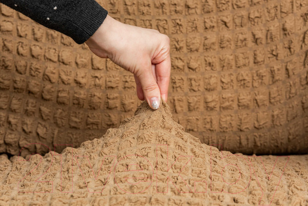 Изображение товара Чехол на угловой диван Софатэкс Люкс ПО-2 с оборкой (кофе с молоком)