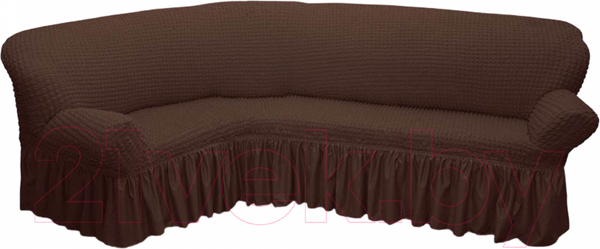Изображение товара Чехол на угловой диван Софатэкс Люкс ПО-2 с оборкой / 00861 (шоколад)