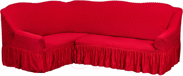 Изображение товара Чехол на угловой диван Софатэкс Люкс ПО-2 с оборкой / 00860 (бордовый)