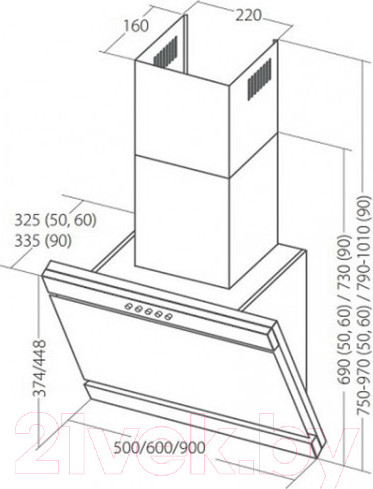 Изображение товара Вытяжка наклонная Akpo Kastos Eco 90 WK-4 (белый)