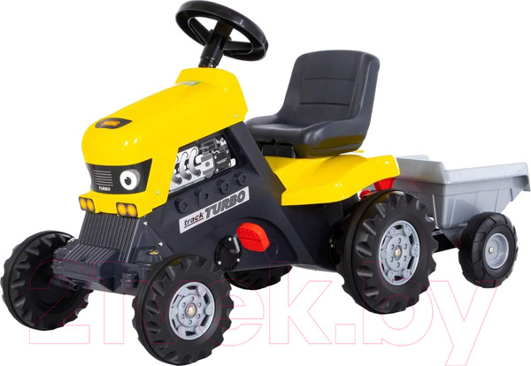 Изображение товара Каталка детская Полесье Turbo Трактор с педалями и полуприцепом / 89328 (желтый)