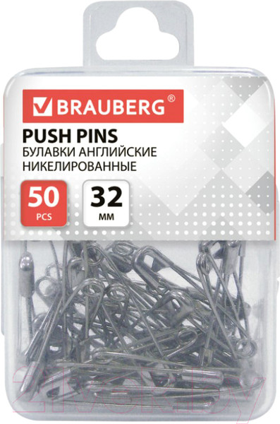 Изображение товара Набор булавок швейных Brauberg Английские / 223970 (50шт)