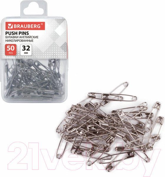 Изображение товара Набор булавок швейных Brauberg Английские / 223970 (50шт)
