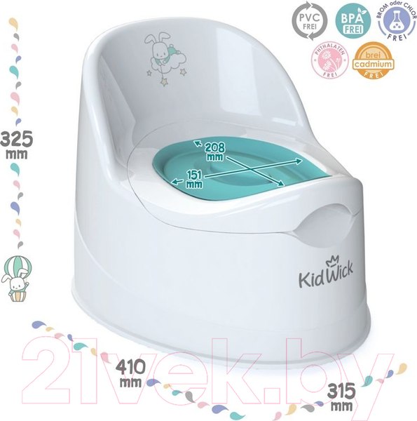 Изображение товара Детский горшок Kidwick Гранд / KW050102 (белый/бирюзовый)