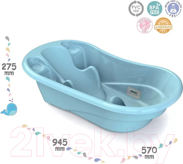 Изображение товара Ванночка детская Kidwick Лайнер / KW230206 (с термометром, голубой/темно-голубой)