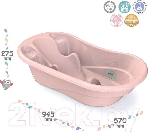 Изображение товара Ванночка детская Kidwick Лайнер / KW230306 (с термометром, розовый/темно-розовый)
