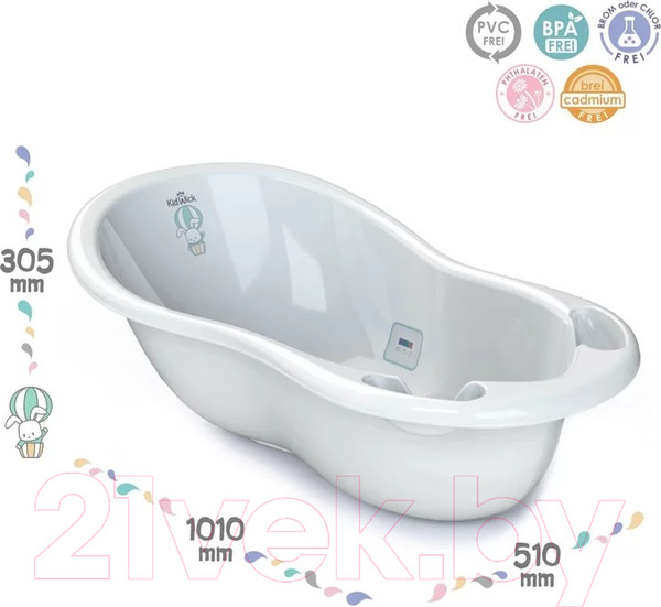 Изображение товара Ванночка детская Kidwick Шатл / KW220106 (с термометром, белый/бирюзовый)