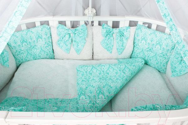 Изображение товара Комплект постельный для малышей Amarobaby Premium Элит (18 предметов, мятный)