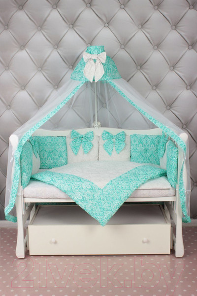 Изображение товара Комплект постельный для малышей Amarobaby Premium Элит (18 предметов, мятный)