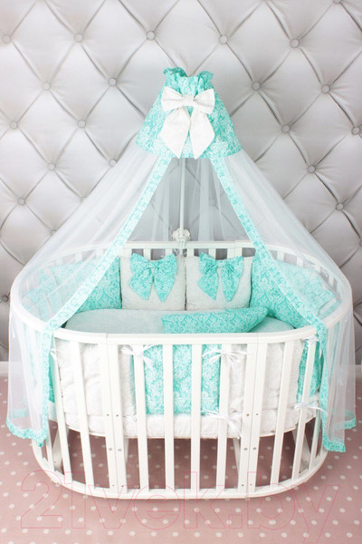 Изображение товара Комплект постельный для малышей Amarobaby Premium Элит (18 предметов, мятный)