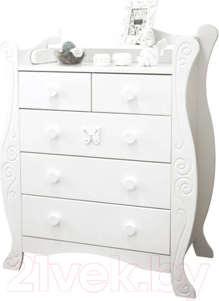 Изображение товара Комод пеленальный Красная звезда Бабочка / С 577 (белый)