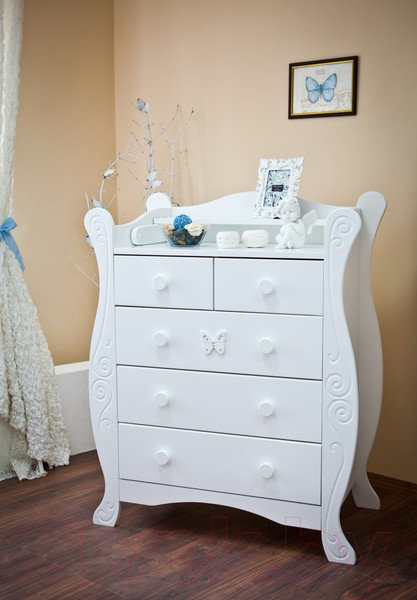 Изображение товара Комод пеленальный Красная звезда Бабочка / С 577 (ваниль)