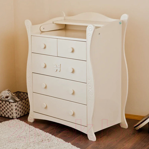 Изображение товара Комод пеленальный Красная звезда Бабочка / С 577 (слоновая кость)