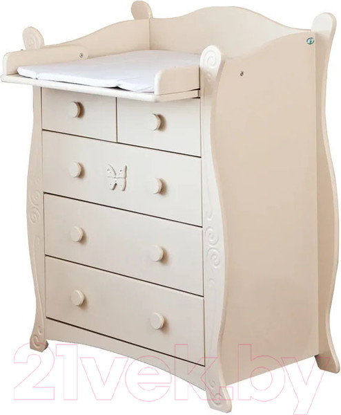 Изображение товара Комод пеленальный Красная звезда Бабочка / С 577 (слоновая кость)