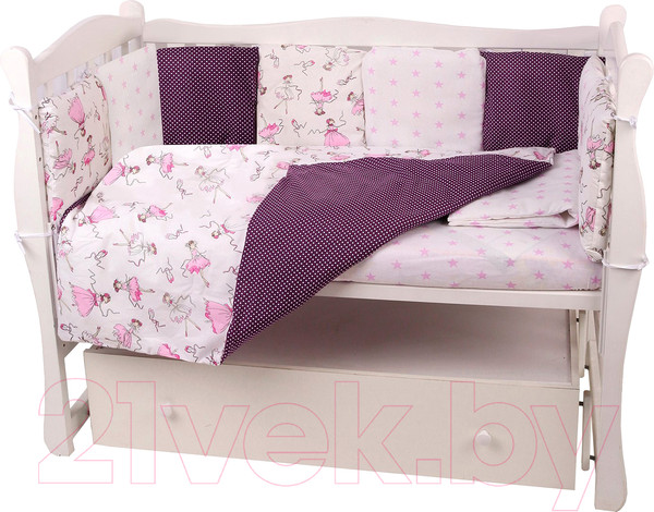 Изображение товара Комплект постельный для малышей Amarobaby Амели (15 предметов, вишня/белый)