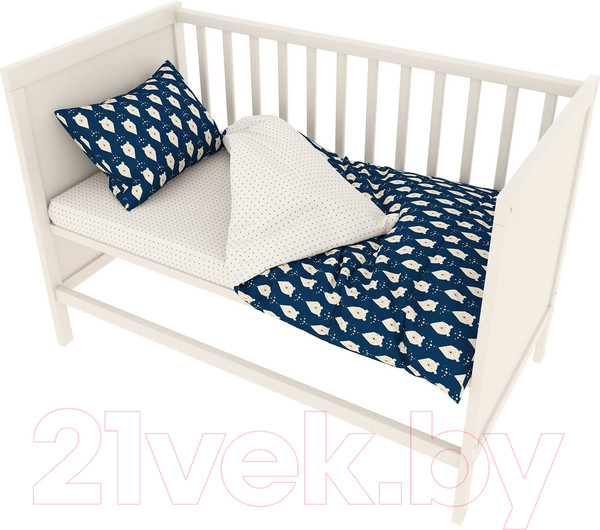 Изображение товара Комплект постельный для малышей Amarobaby Baby Boom / КПБ-3-Белые-медведи (синий)