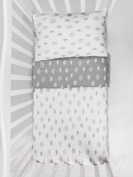 Изображение товара Комплект постельный для малышей Amarobaby Baby Boom / КПБ-3 Короны (серый)