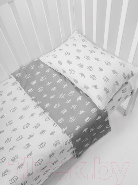 Изображение товара Комплект постельный для малышей Amarobaby Baby Boom / КПБ-3 Короны (серый)