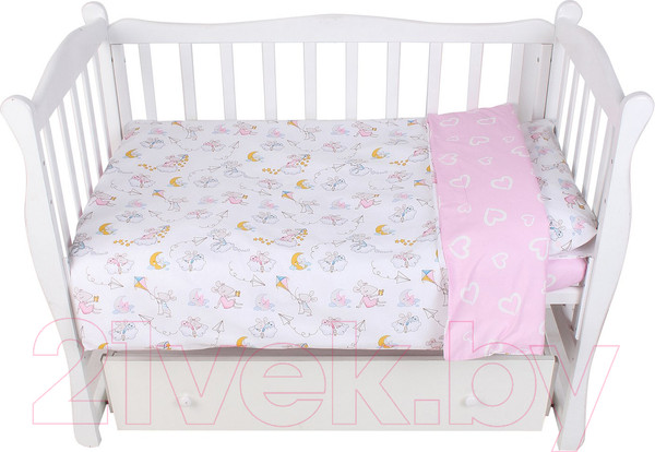 Изображение товара Комплект постельный для малышей Amarobaby Мышата в облаках / AMARO-3003-MvO (розовый)