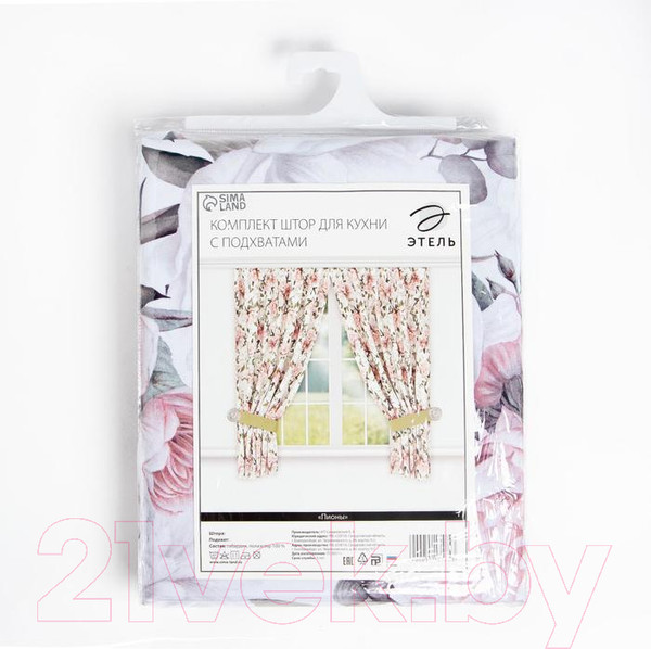 Изображение товара Комплект штор Этель Пионы 5513585 (145x180, 2шт, с подхватами)