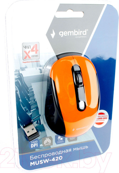 Изображение товара Мышь Gembird MUSW-420-3 (оранжевый)