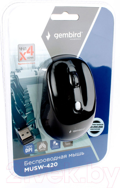 Изображение товара Мышь Gembird MUSW-420 (черный)