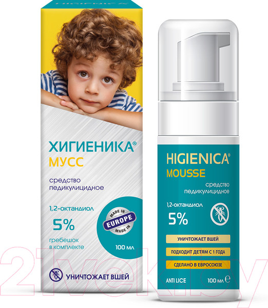 Изображение товара Противопедикулезный набор Higienica Мусс для волос (100мл)