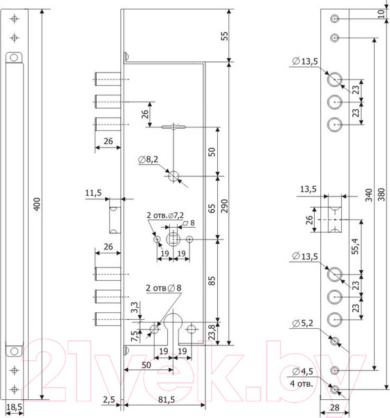 Изображение товара Замок врезной Гардиан 1512-4кл (б/ц, хром)