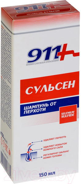 Изображение товара Шампунь для волос 911 Ваша служба спасения Сульсен 1% (150мл)