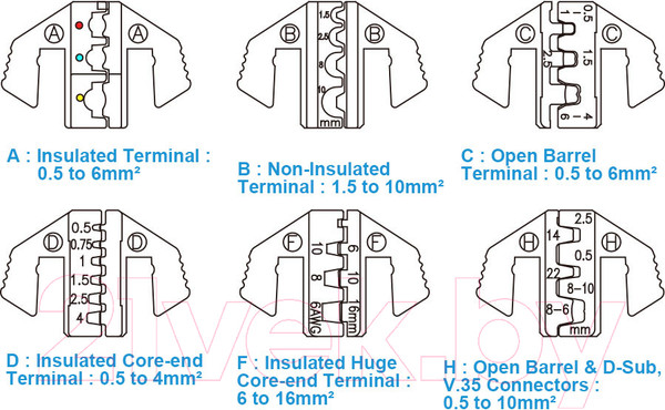 Изображение товара Инструмент обжимной King TONY Для обжима изолированных наконечников / 42107GX (7 предметов)