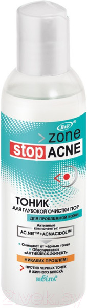 Изображение товара Тоник для лица Belita Zone Stop Acne Для глубокой очистки пор (150мл)
