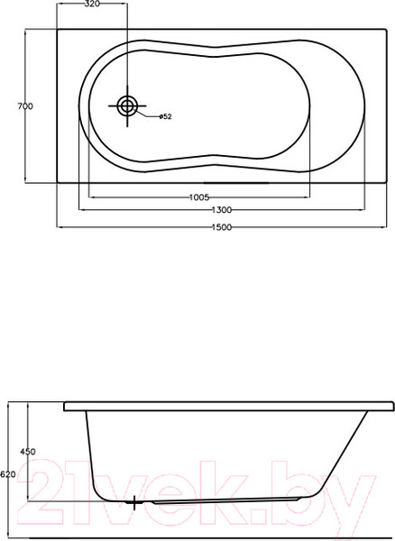 Изображение товара Ванна акриловая Cersanit Nike 150x70 (с каркасом и экраном)