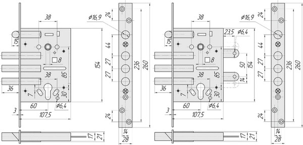 Изображение товара Замок врезной Crit Ритко ЗВ-7РМ-006 (хром)