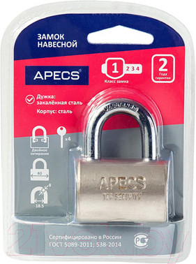 Изображение товара Замок навесной Apecs PDS-32-40